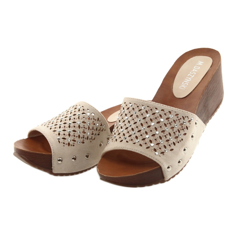 M.Daszyński Bež papuče Daszyński SA144-6 s kubnim cirkonijem 3