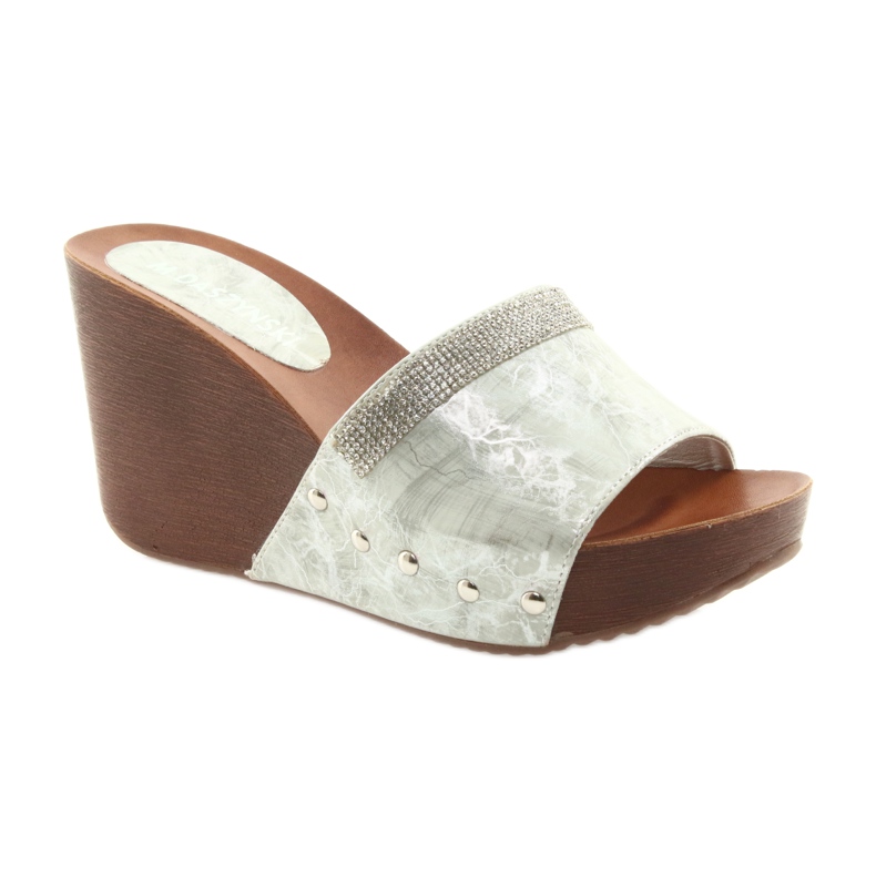 M.Daszyński Daszyński AM43 klin papuče s kubnim cirkonijem siva 1