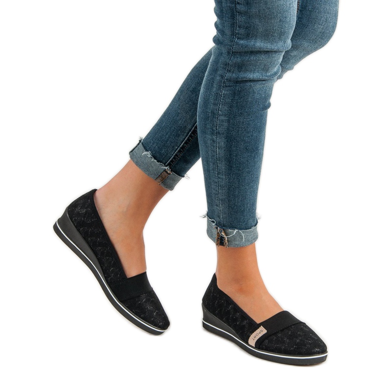 VINCEZA tekstilne balerinke crno 2