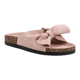 VINCEZA Papuče s mašnom ružičasta 1