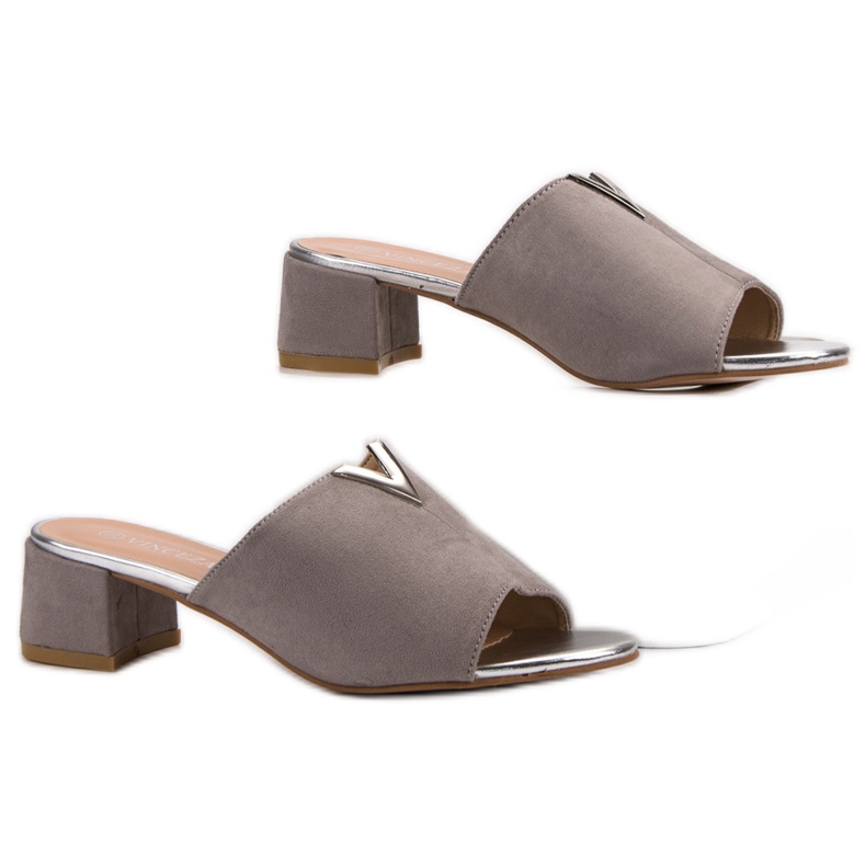 VINCEZA papuče od antilopa siva 2