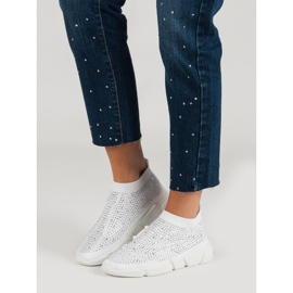 Tekstilne sportske cipele s kristalima bijela 2