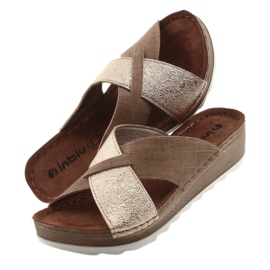 KOMFORT INBLU GX006 smeđe / zlatne papuče bež zlatna 5