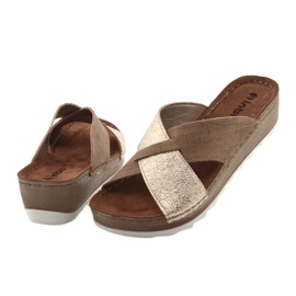 KOMFORT INBLU GX006 smeđe / zlatne papuče bež zlatna 4