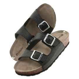 Crne Inblu NM013 ženske crne papuče sa srebrnim česticama crna 5