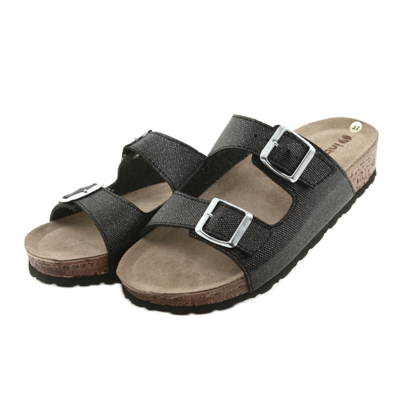 Crne Inblu NM013 ženske crne papuče sa srebrnim česticama crno 3