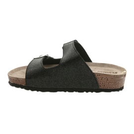 Crne Inblu NM013 ženske crne papuče sa srebrnim česticama crna 2