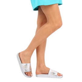 Srebrne metalik papuče WL169 Srebrne siva 1