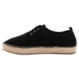 Ideal Shoes Espadrile na vezanje crna 1
