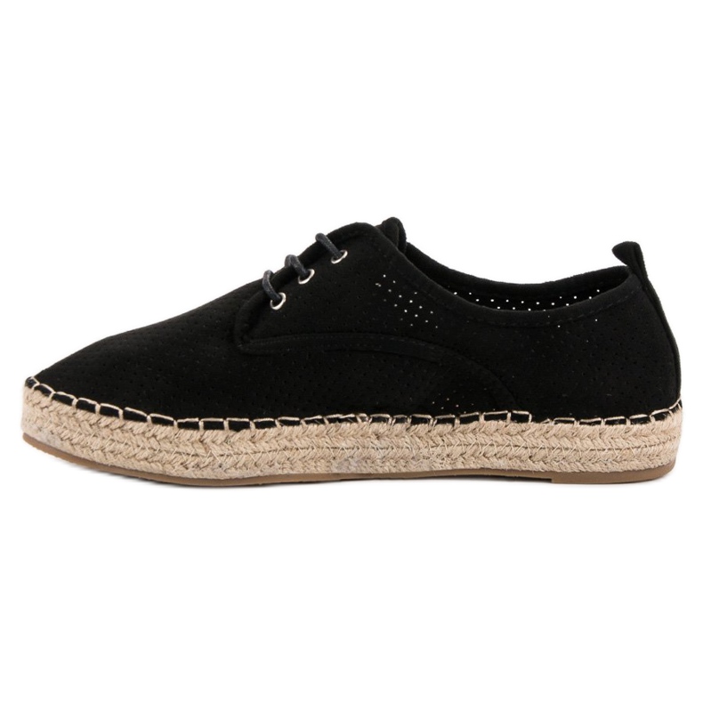 Ideal Shoes Espadrile na vezanje crna 1