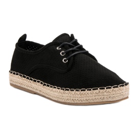 Ideal Shoes Espadrile na vezanje crna 2