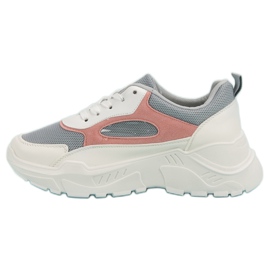 Tenisice na platformi bijela siva ružičasta 1