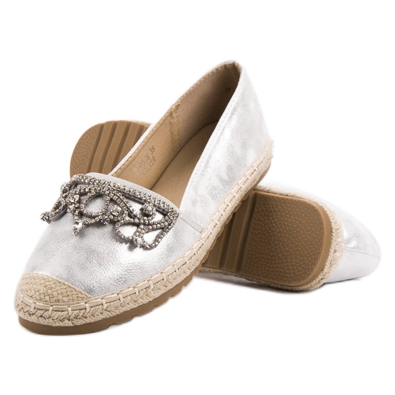 Ideal Shoes Srebrne espadrile s ukrasima siva 2