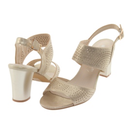 M.Daszyński Kožne sandale sa uloškom Daszyński žuta boja 4