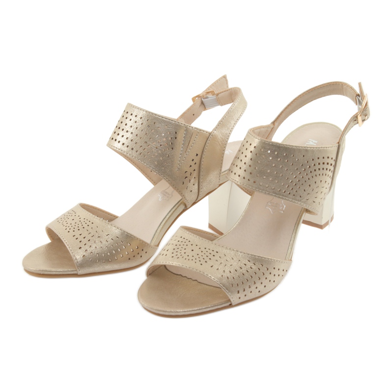 M.Daszyński Kožne sandale sa uloškom Daszyński žuta boja 3