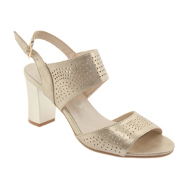 M.Daszyński Kožne sandale sa uloškom Daszyński žuta boja 1