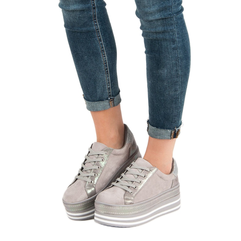 Weide Tenisice na platformi siva 1