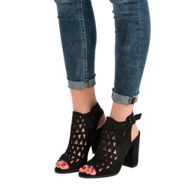 Chc Shoes Ažur sagrađene sandale crno 1