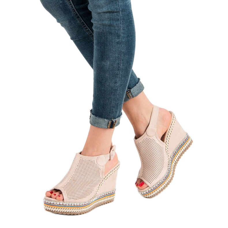 Nio Nio Ugrađene sandale na klin ružičasta 1