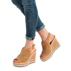 Nio Nio Ugrađene sandale na klin smeđa 2