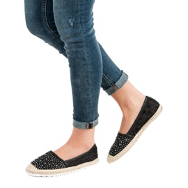 Ideal Shoes Espadrile s kristalima crna 1