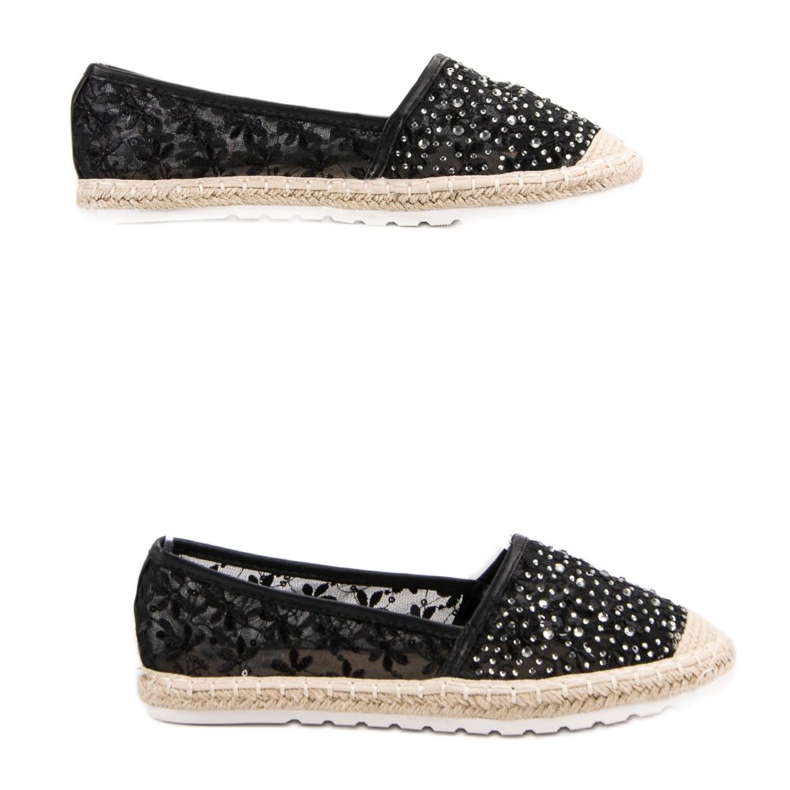 Ideal Shoes Espadrile s kristalima crna 2