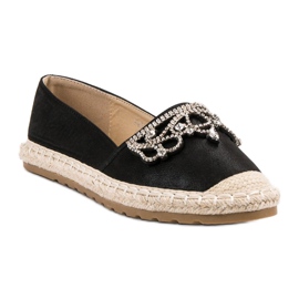 Ideal Shoes Crne espadrile s ukrasima crno 1
