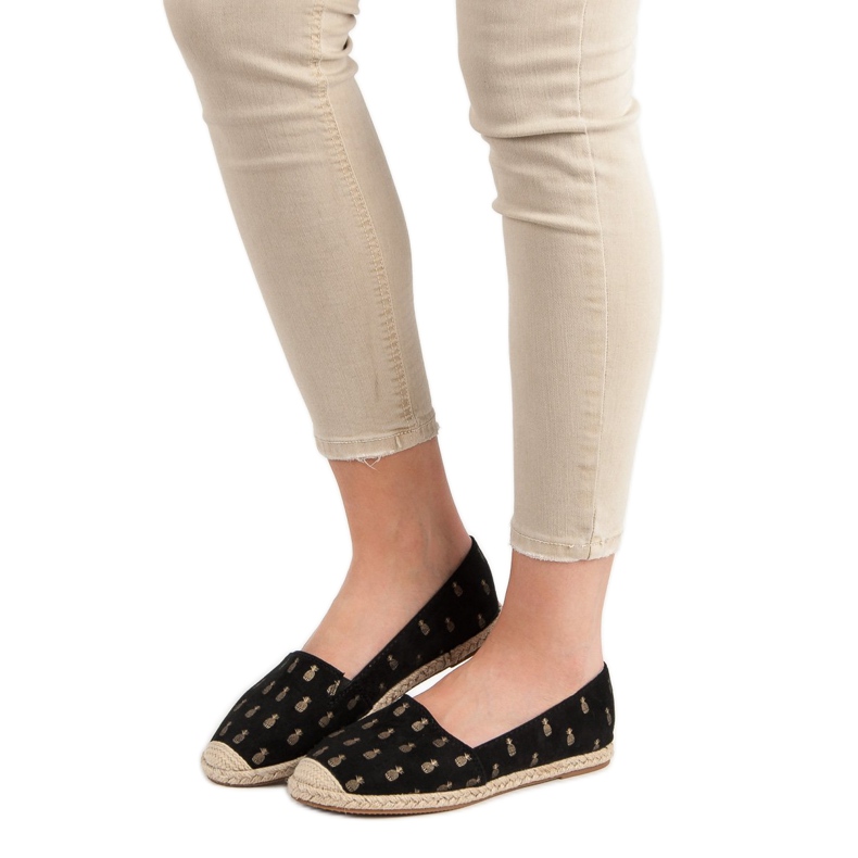 Lucky Shoes Crne espadrile u ananasima crno 1