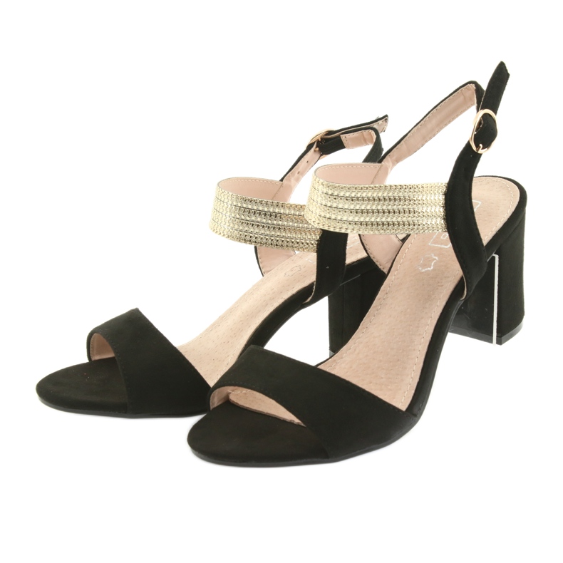 Sandale na postolju Filippo 817 crne / zlatne crna žuta boja 3