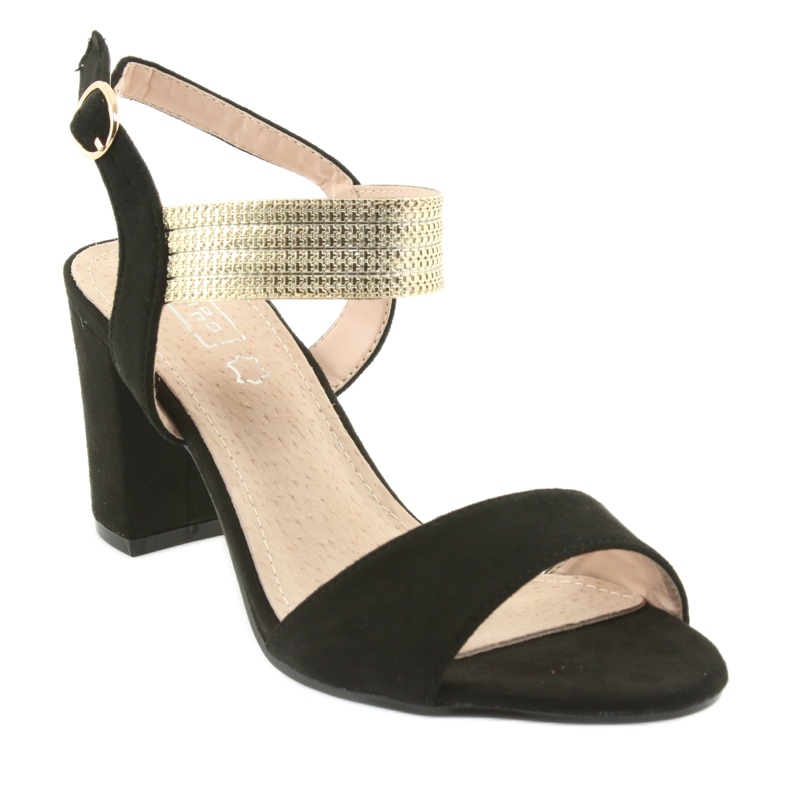 Sandale na postolju Filippo 817 crne / zlatne crno žuta boja 1