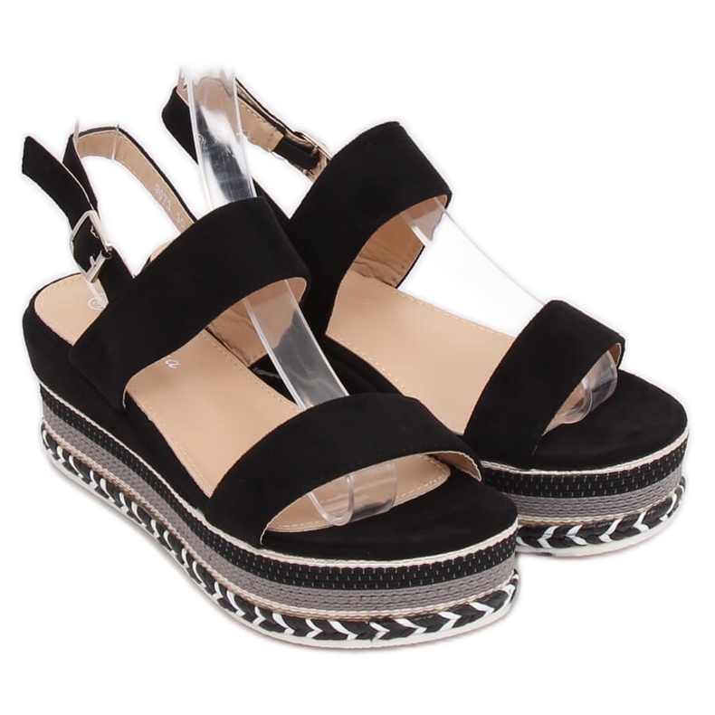 Sandale s visokim potplatom crne 9073 Crne crna 2