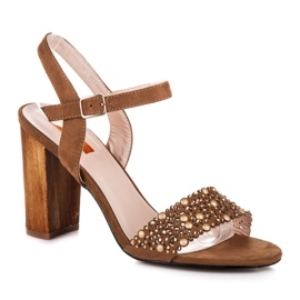 Beauty Girl'S Ažur sandale na štikle smeđa 1