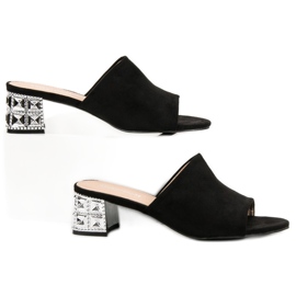 Lucky Shoes Sandale na visoku petu od antilopa crna 2