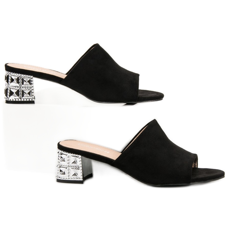 Lucky Shoes Sandale na visoku petu od antilopa crna 2