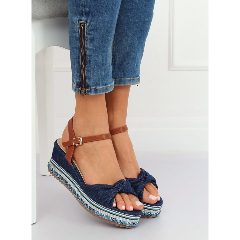 Sandale na klin pete tamnoplave B165 Navy tamnoplava 2