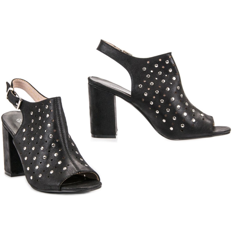 VINCEZA sandale s mlaznicama crno 2