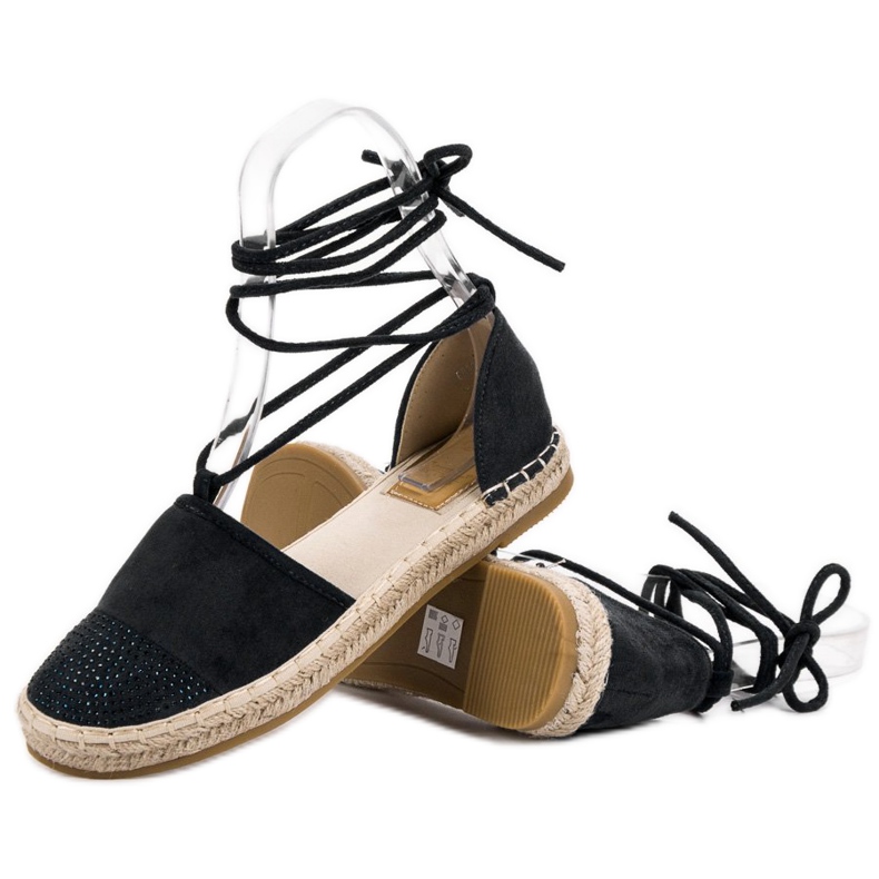 Seastar Vezane espadrile s kristalima crna 1