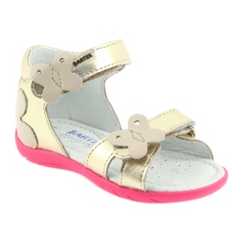 Bartek Kožne sandale od kožnih djevojaka s leptirom 51569 Zlotys zlatni 1