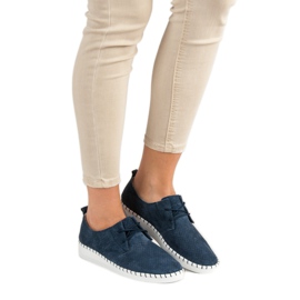 Ažurne kožne cipele plava 1