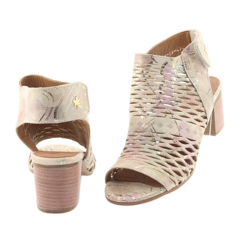 Sandale s gornjim dijelom Badura 4723 smeđa žuta boja ružičasta 4