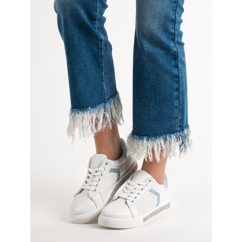 Ideal Shoes Sportske cipele s kubnim cirkonijem bijela 1