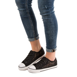 SHELOVET Tenisice od čipke crna 1