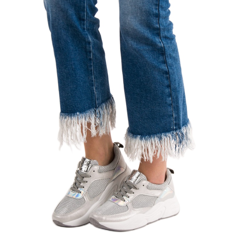 Ideal Shoes Srebrne sportske cipele siva 1