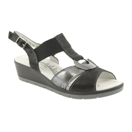 Filippo Udobne kožne sandale na klin crna siva 1