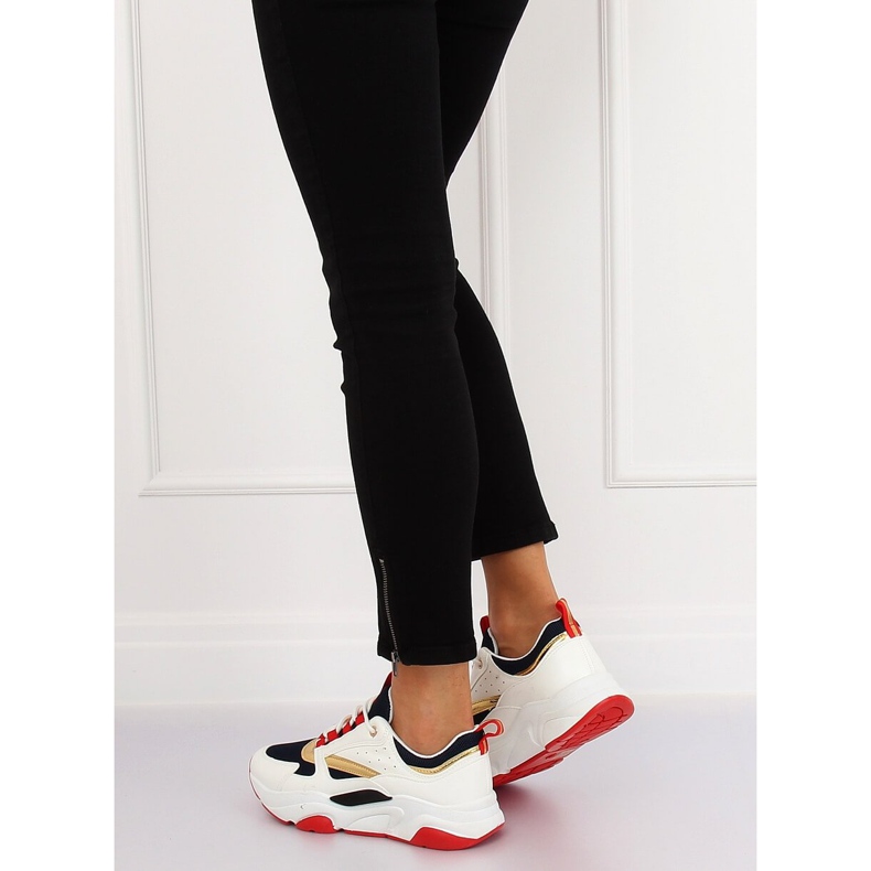 Višebojne sportske cipele BK008-47 BIJELE / PLAVE bijela raznobojna mornarsko plava 1