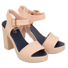 Sandale s visokim potpeticama meliski bež KM202 D.BEIGE / NAVY 1