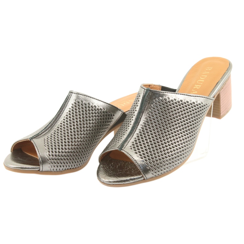 Badura Ženske otvorene kožne kape 5311 Silver siva 3