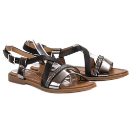 Small Swan Sandale s kristalima crna 1