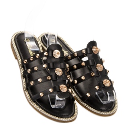 Renda Papuče sa kamenčićima crna 2