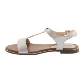 M.Daszyński Sandale s ravnom potpeticom Daszyński 1583 biserno bež smeđa siva 2